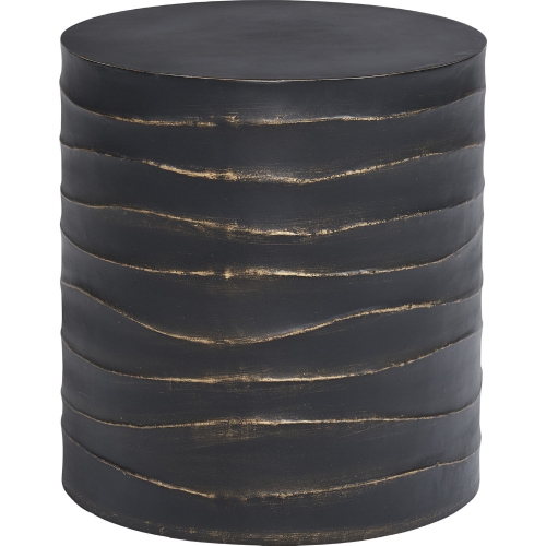 Corey Outdoor Side Table in Black Concrete & Brass